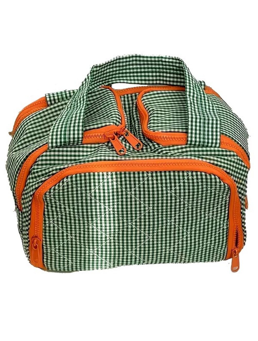 Green Plaid Cosmetic Toiletries Travel Bag Case